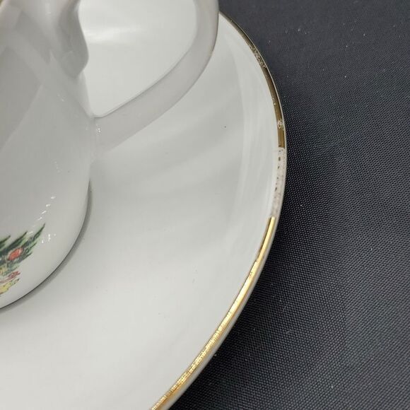 Jamestown China Christmas Tree Cup and Saucer with Gold Trim - Picture 7 of 7